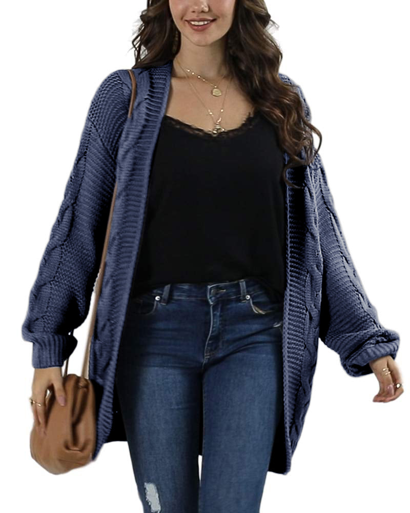 usvara Women Oversized Chunky Cable Knit Cardigan
