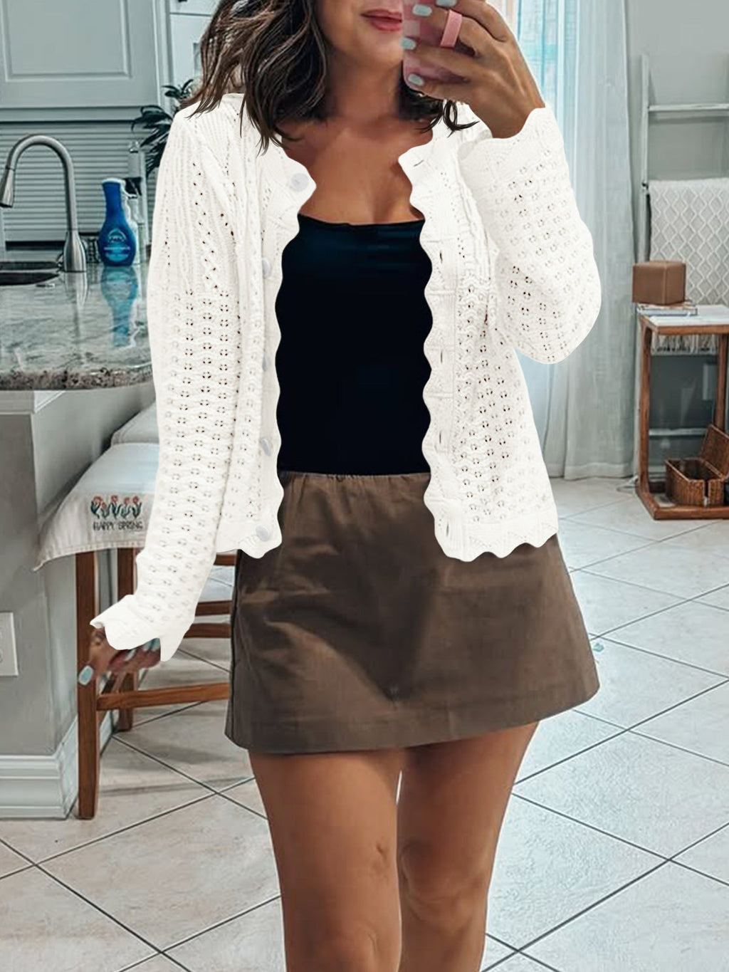 usvara Womens Crochet Cotton Knit Cardigans