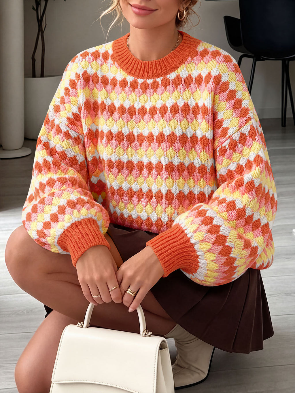 usvara Women Color Block Knit Sweater