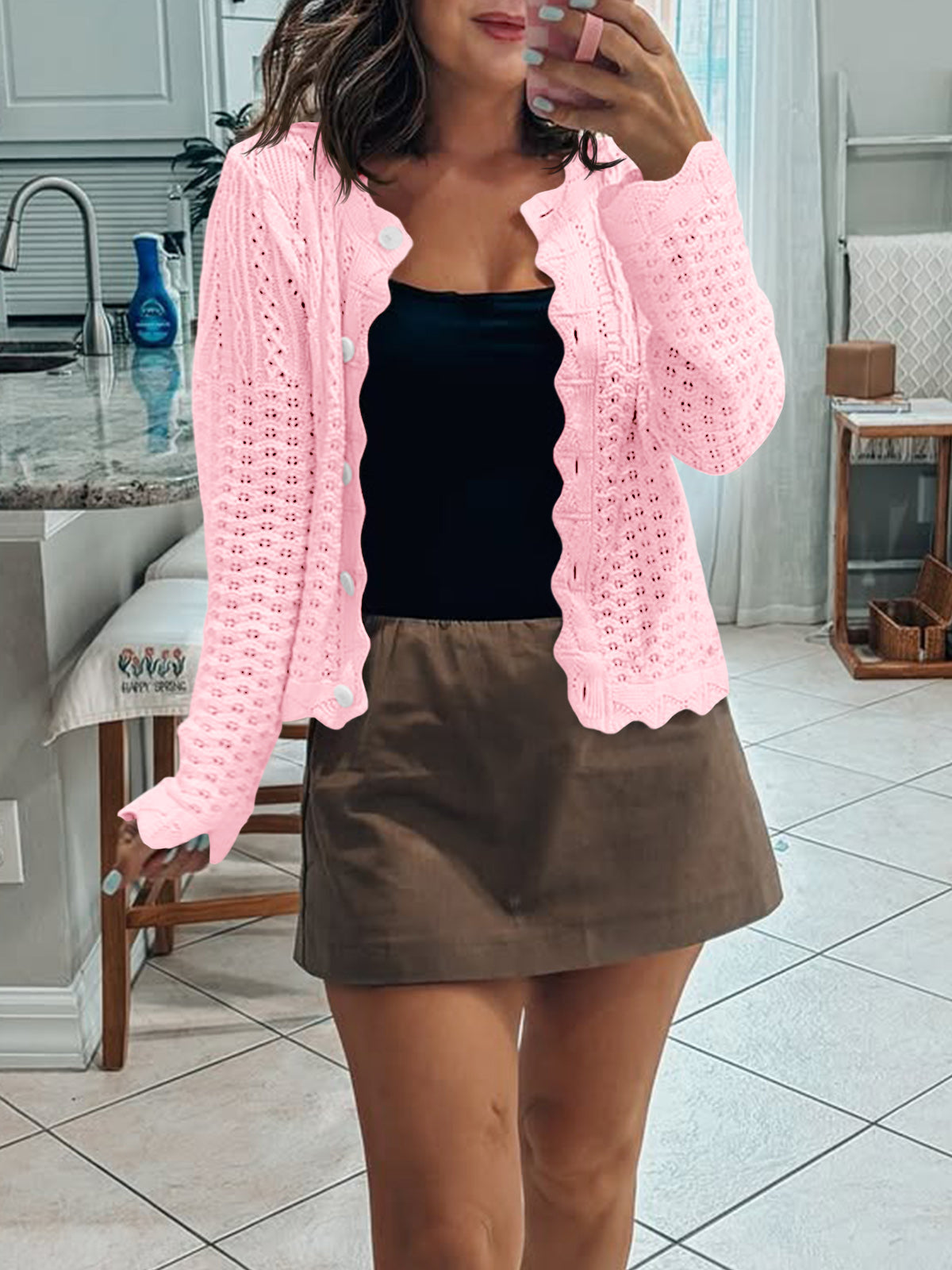 usvara Womens Crochet Cotton Knit Cardigans