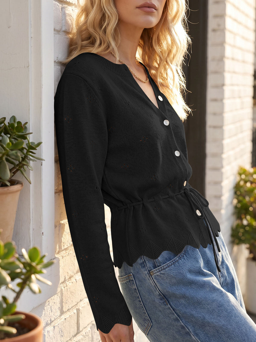 usvara Women Crochet Cardigan Sweater