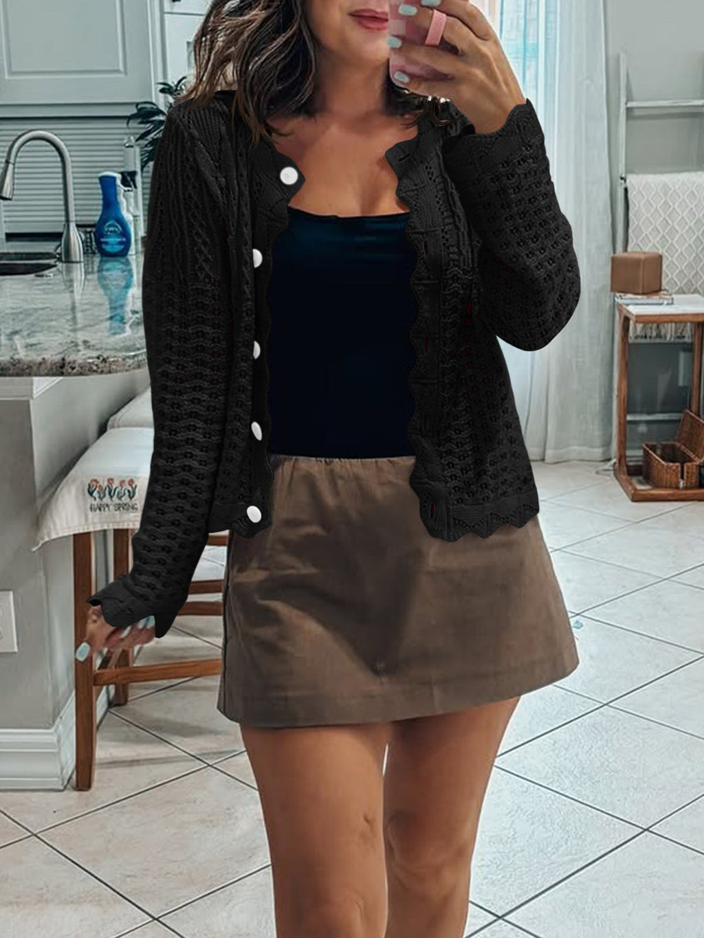usvara Womens Crochet Cotton Knit Cardigans