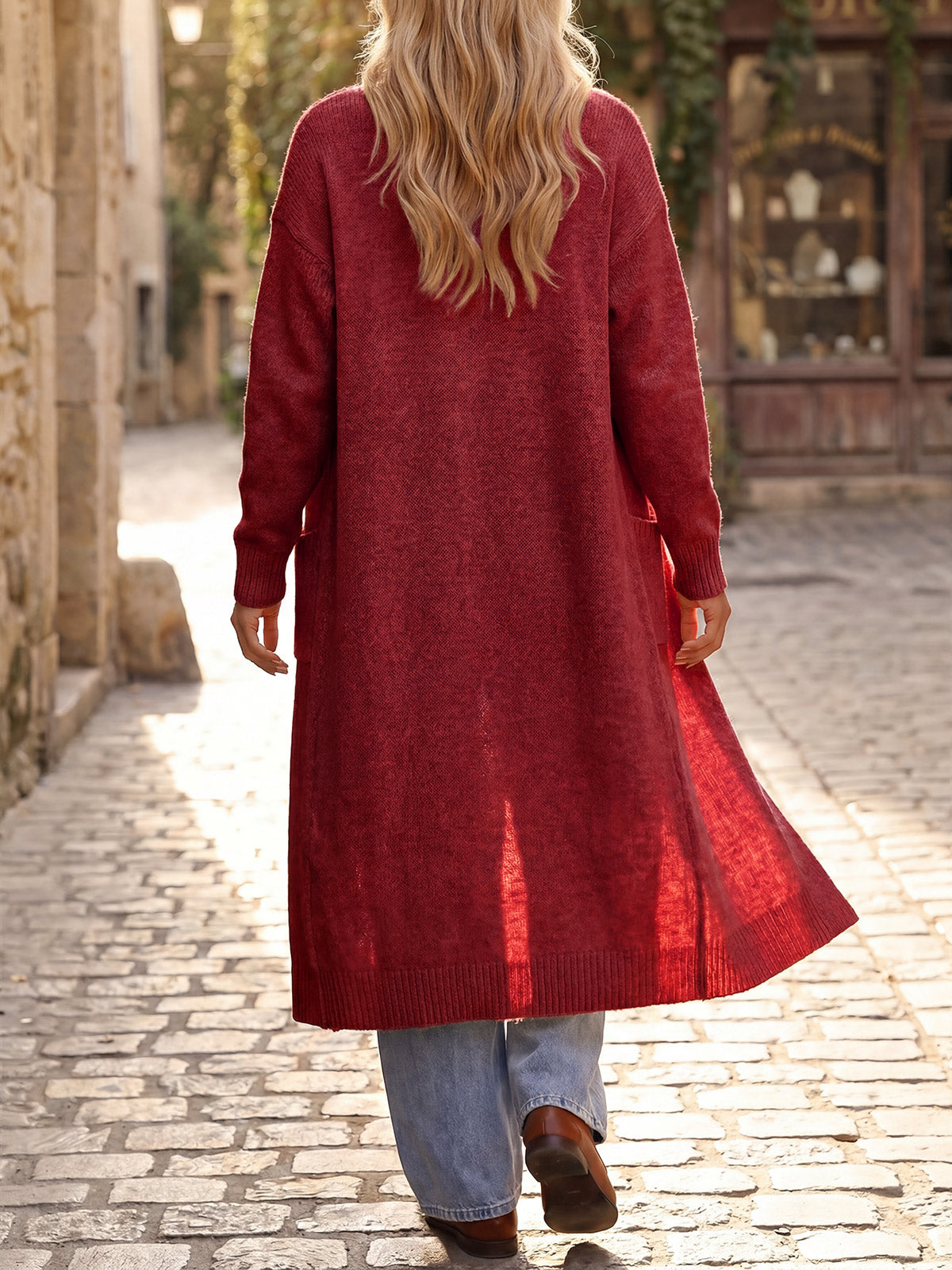 usvara Women Long Open Front Knit Cardigan Duster