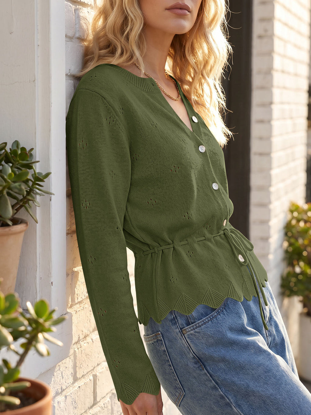 usvara Women Crochet Cardigan Sweater