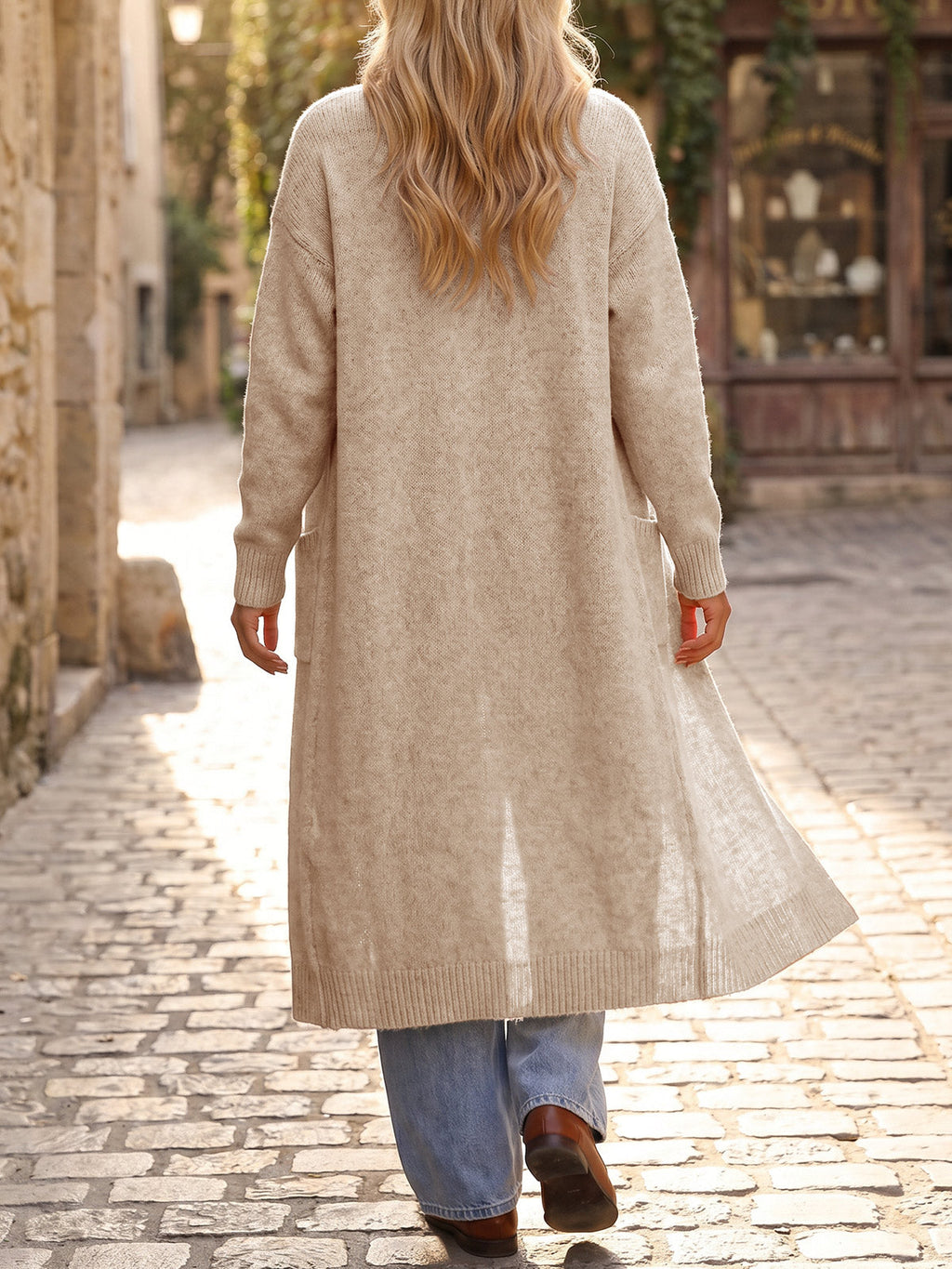 usvara Women Long Open Front Knit Cardigan Duster