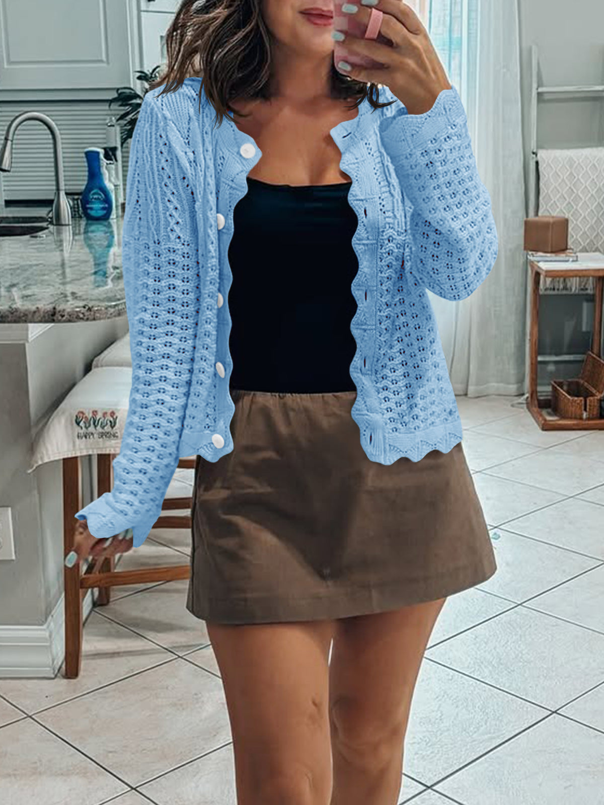 usvara Womens Crochet Cotton Knit Cardigans