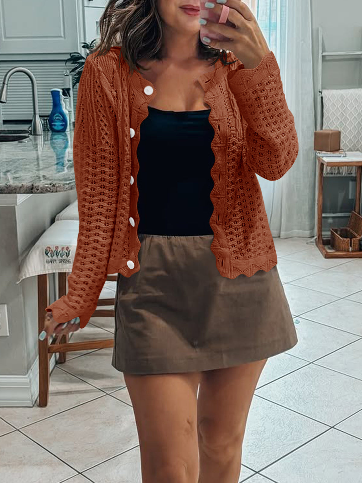 usvara Womens Crochet Cotton Knit Cardigans