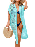 usvara Women Short Sleeve Crochet Swimsuit Coverup