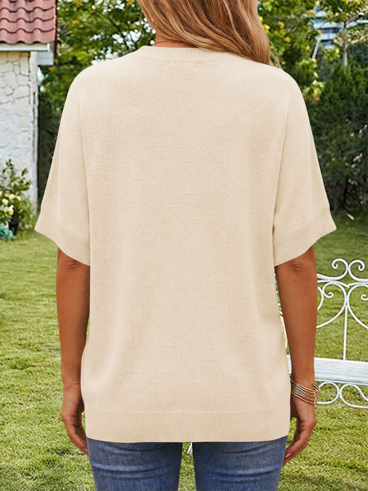 usvara Womens Oversized Batwing Sleeve Knit Pullover
