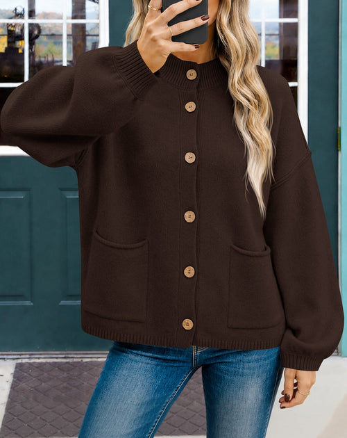 usvara Women Button-Up Knit Cardigan with Pockets