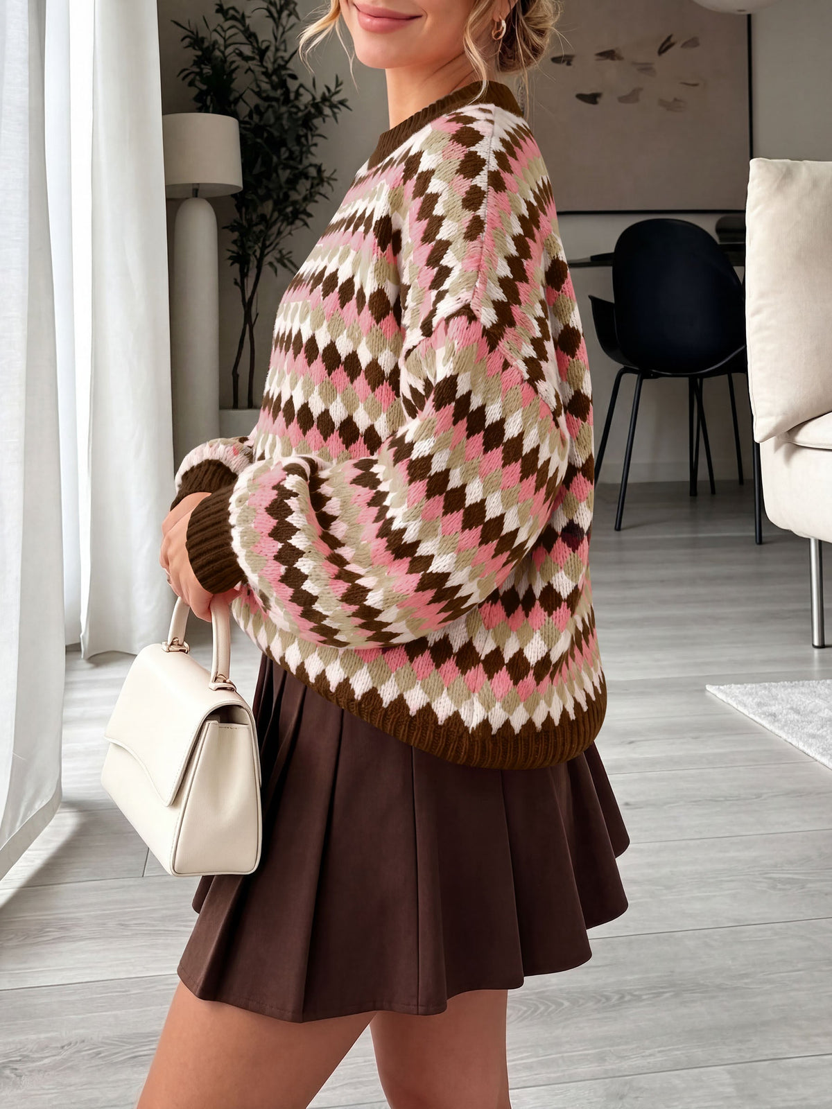 usvara Women Color Block Knit Sweater