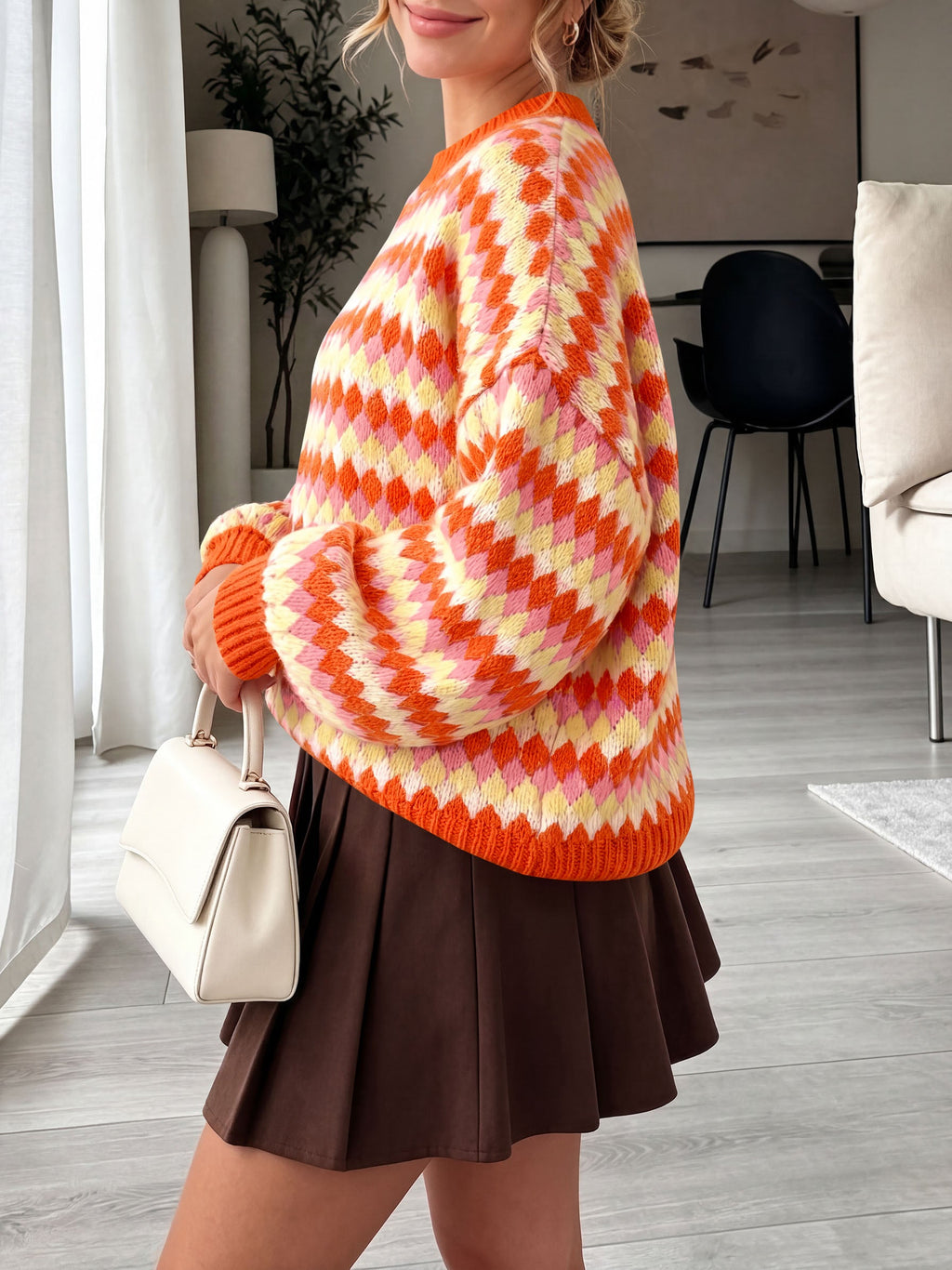 usvara Women Color Block Knit Sweater