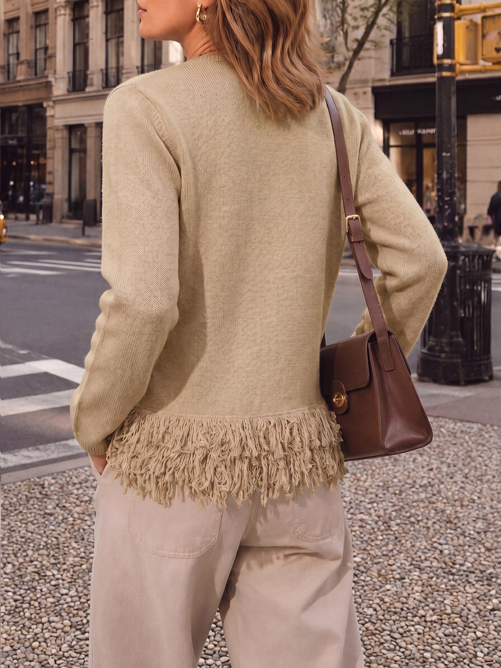 usvara Women Boho Fringe Knit Sweater