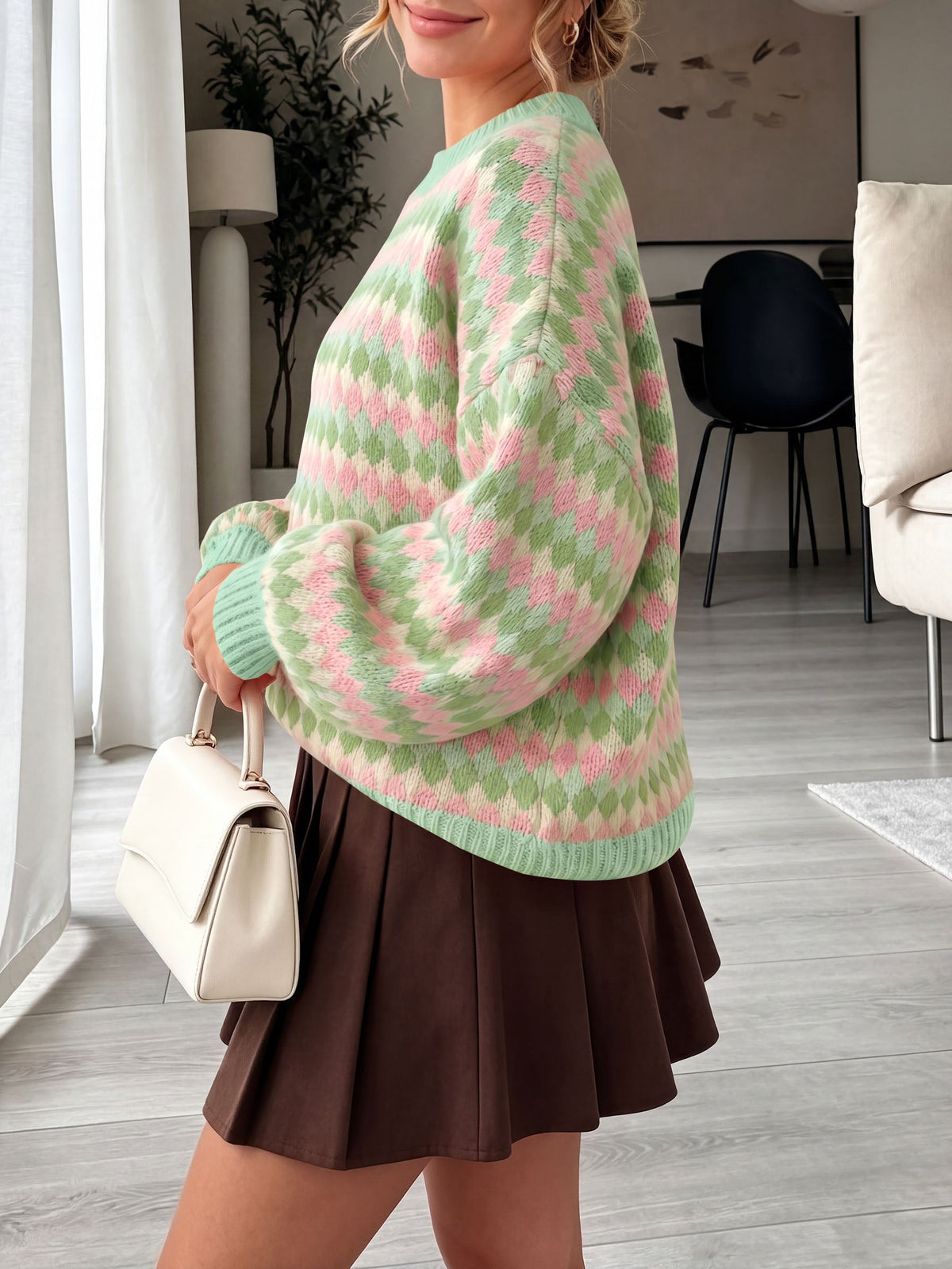 usvara Women Color Block Knit Sweater