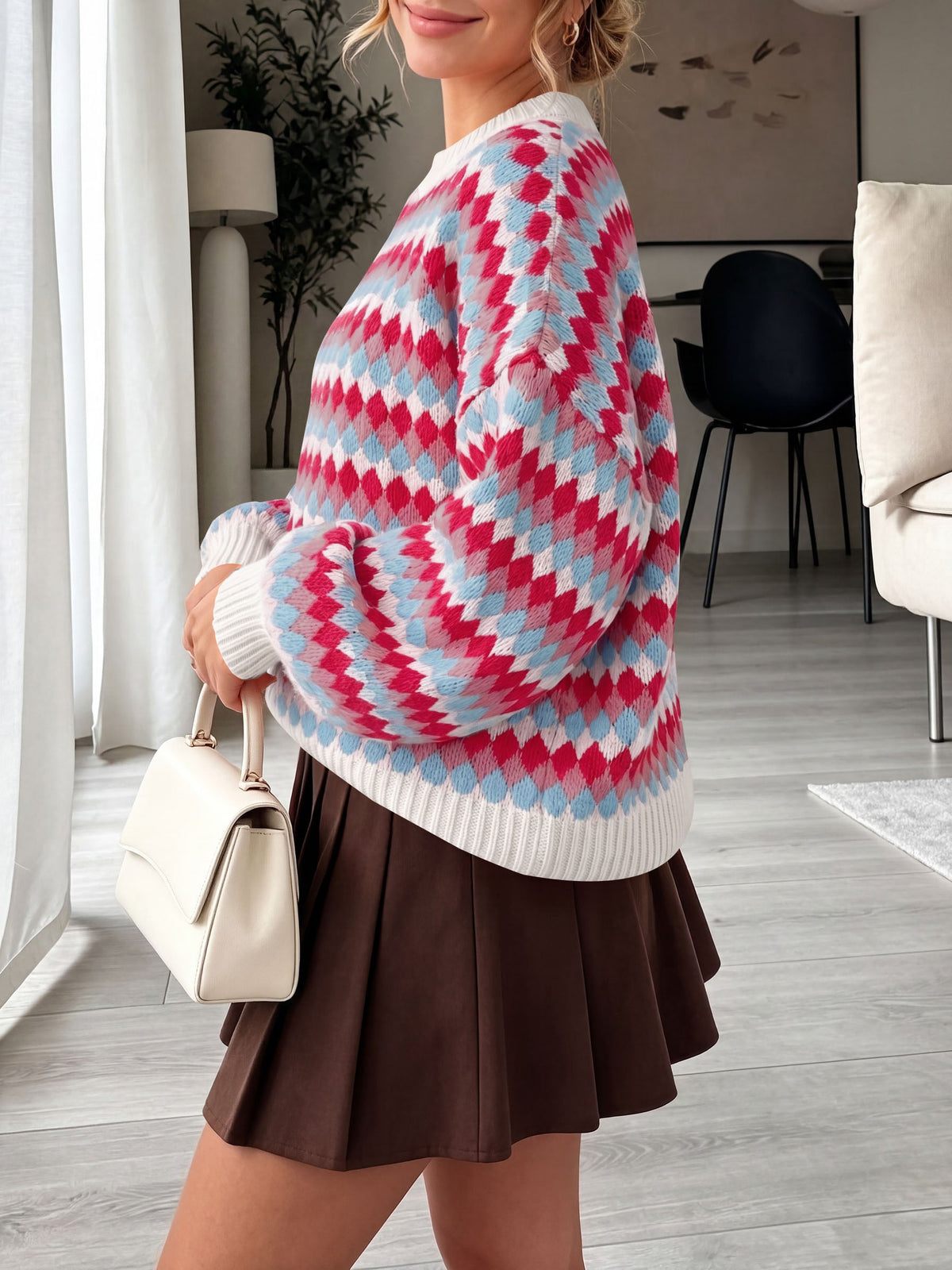 usvara Women Color Block Knit Sweater