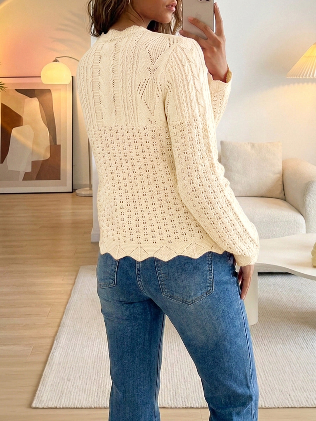 usvara Womens Crochet Cotton Knit Cardigans