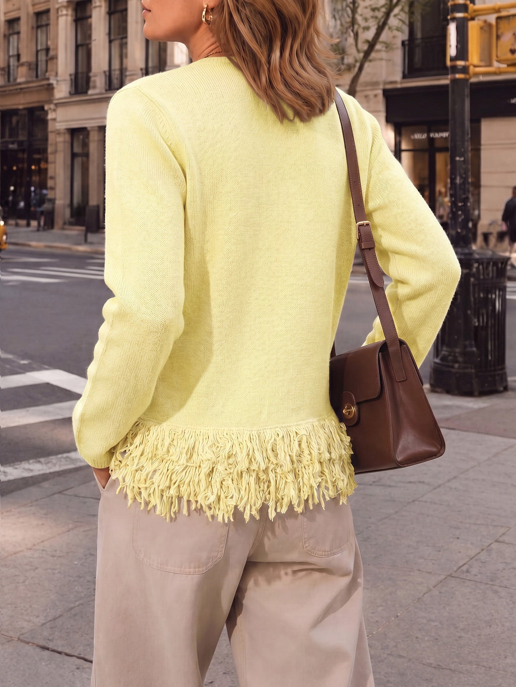 usvara Women Boho Fringe Knit Sweater