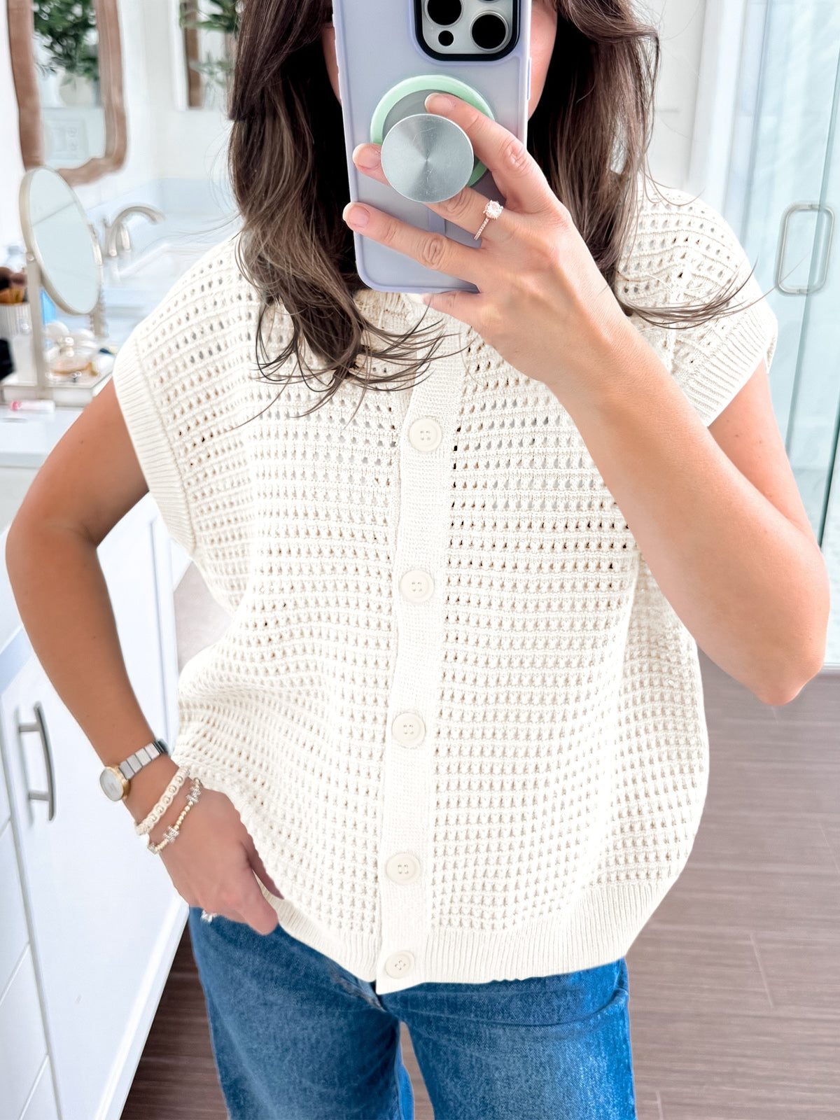 usvara Womens Short Cap Sleeve Sweater Vest