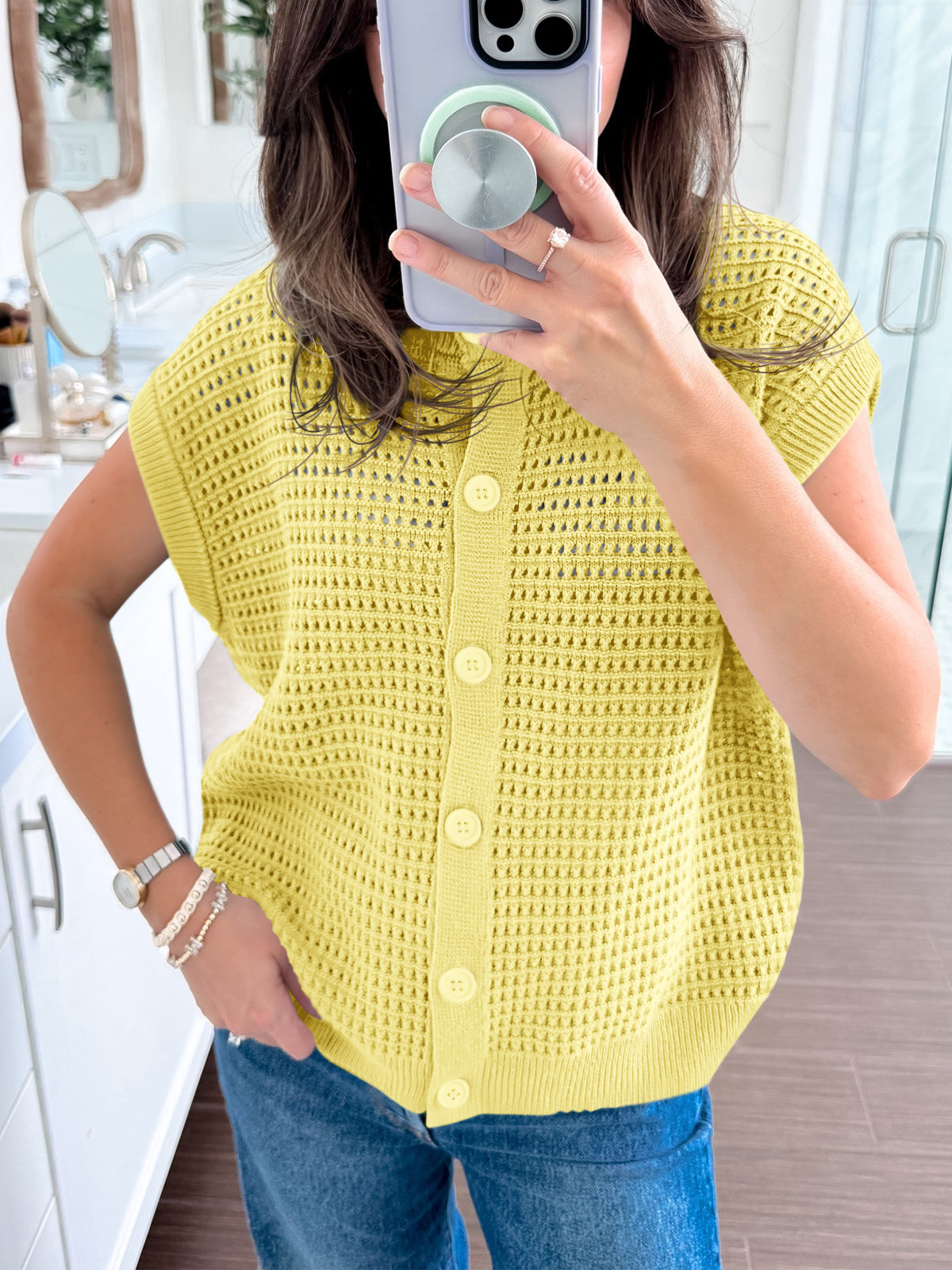 usvara Womens Short Cap Sleeve Sweater Vest