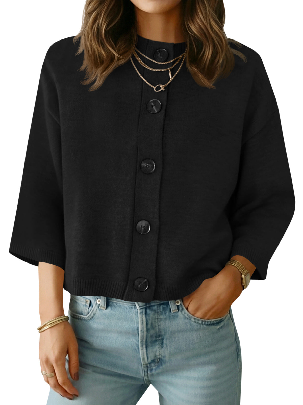 usvara Womens Short Sleeve Button Down Cardigan