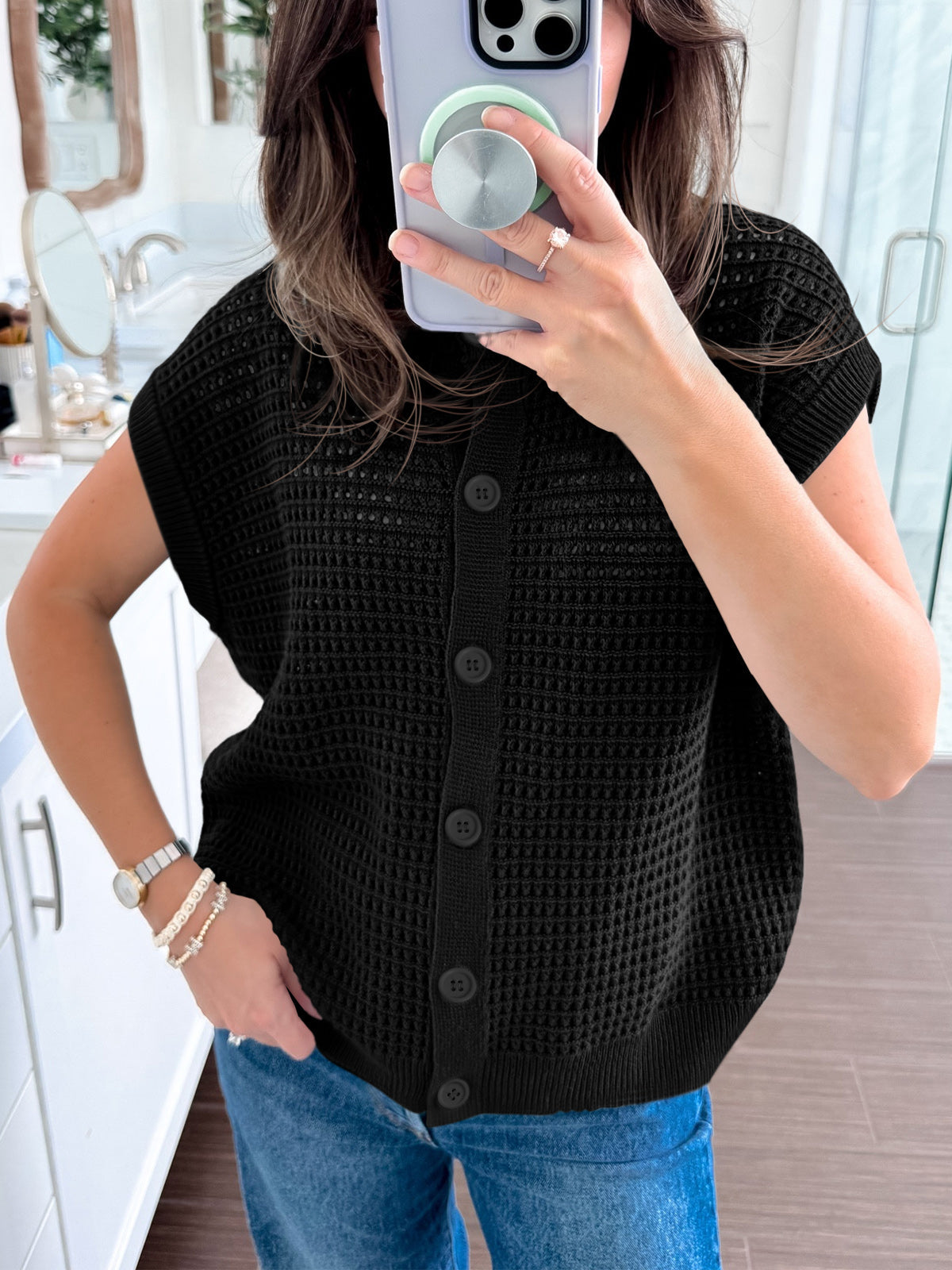 usvara Womens Short Cap Sleeve Sweater Vest