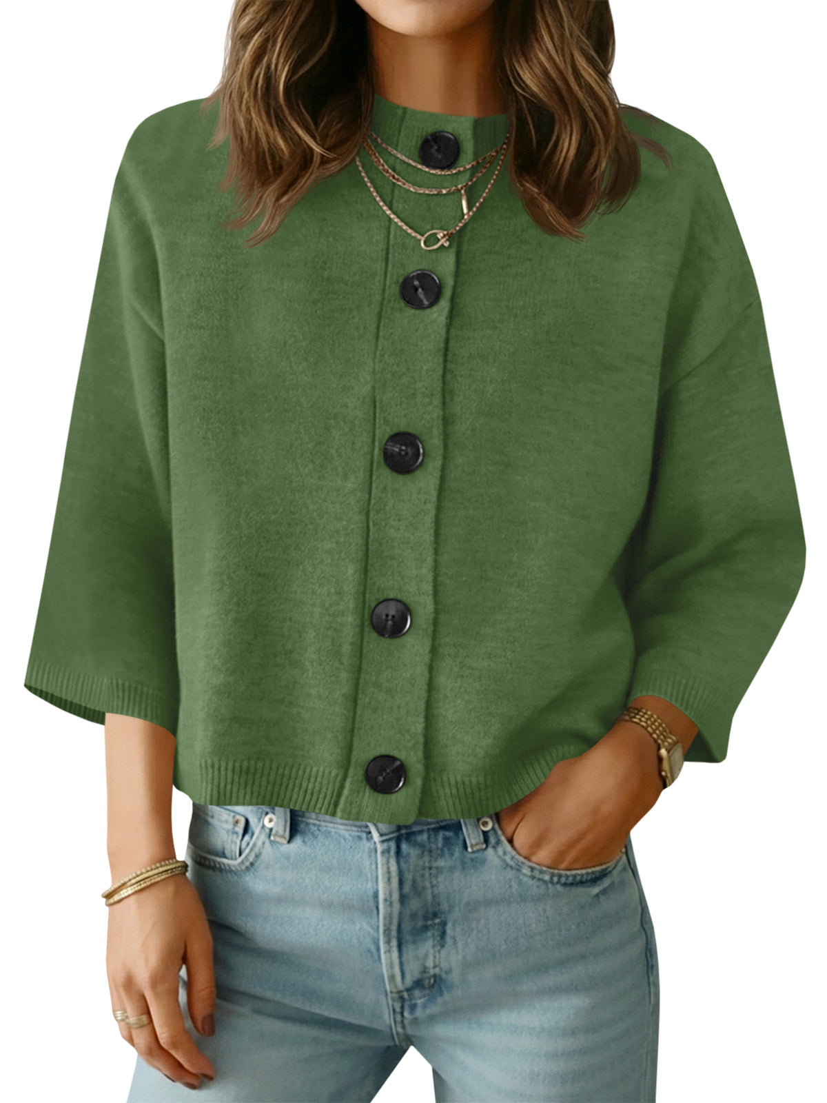 usvara Womens Short Sleeve Button Down Cardigan