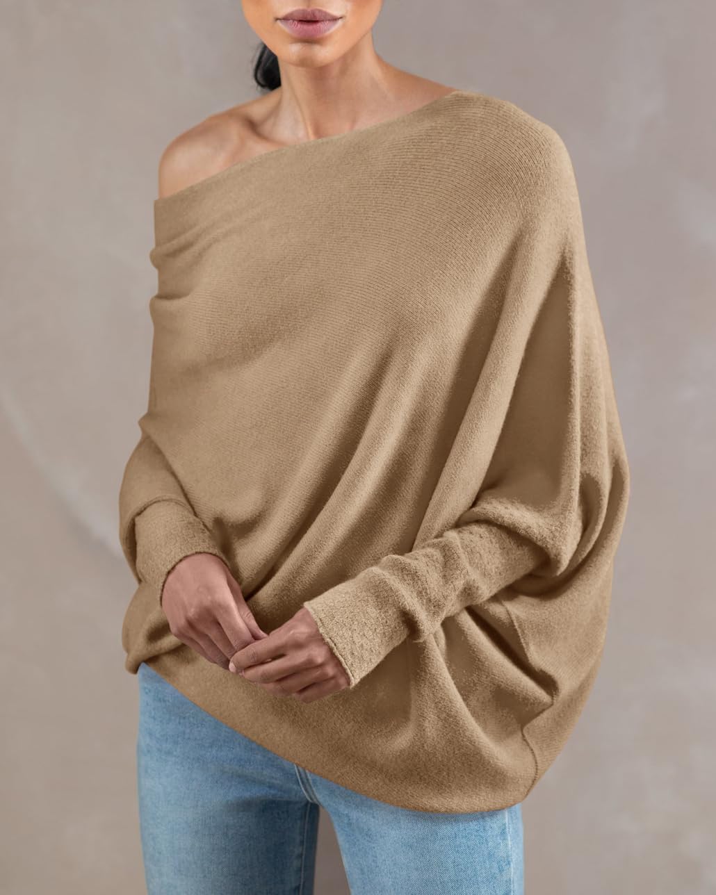 usvara Womens Boat Neck Oversized Knit Sweater