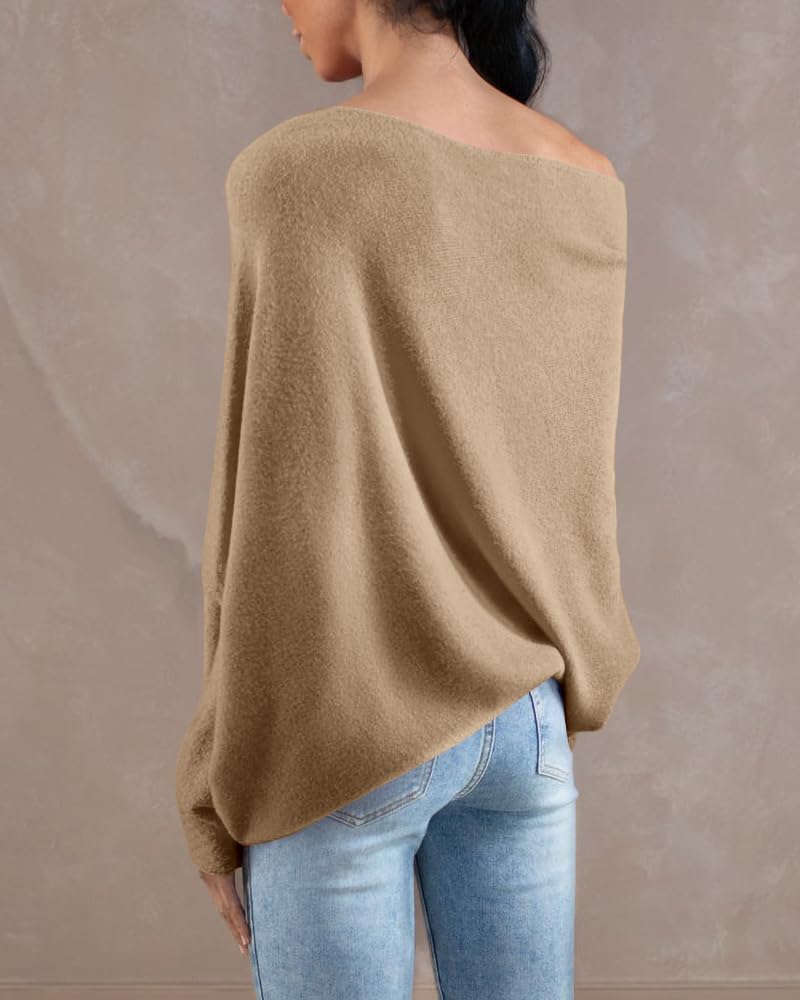usvara Womens Boat Neck Oversized Knit Sweater