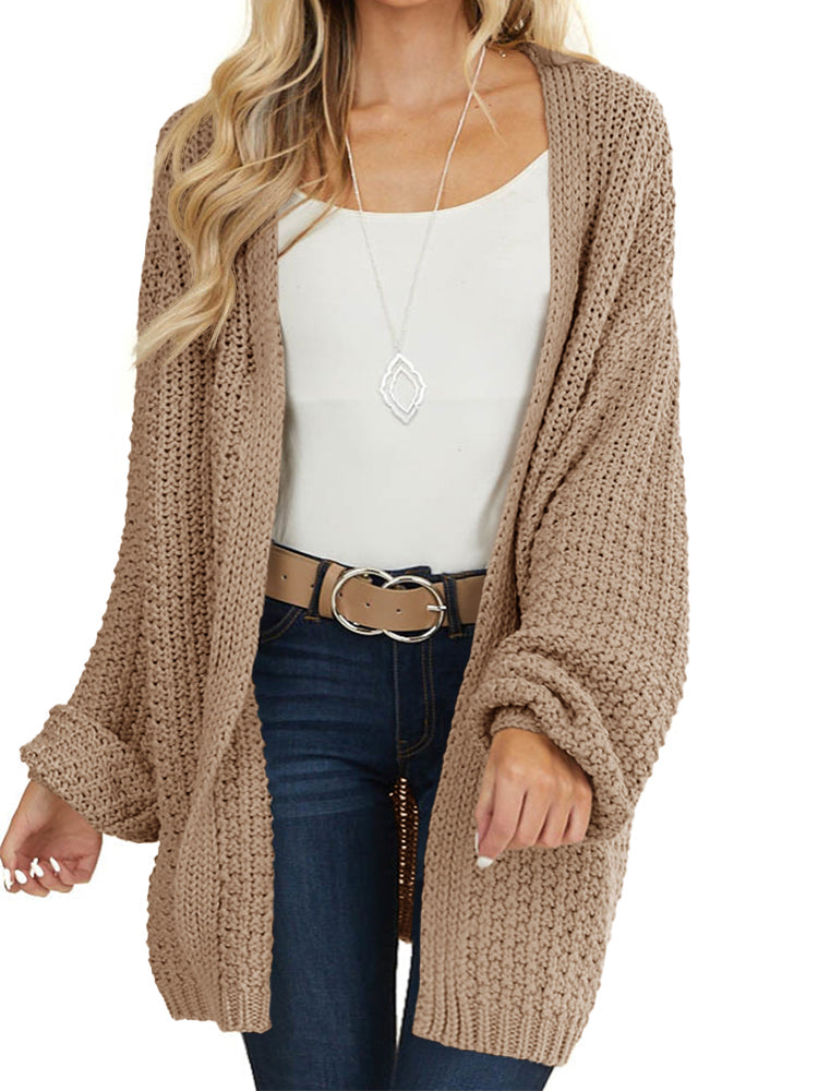 usvara Womens Oversized Open Front Knit Cardigan