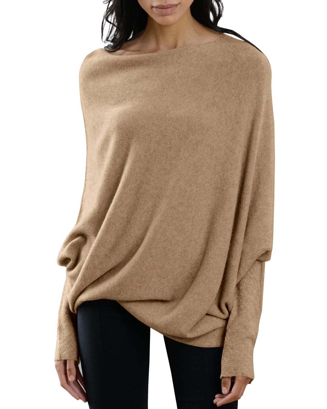 usvara Womens Boat Neck Oversized Knit Sweater