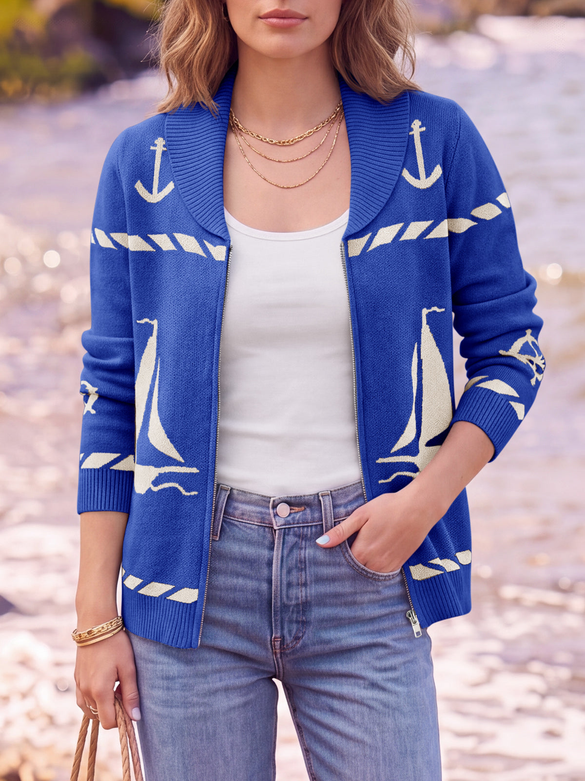 usvara Womens Zip Up Collared Sweater