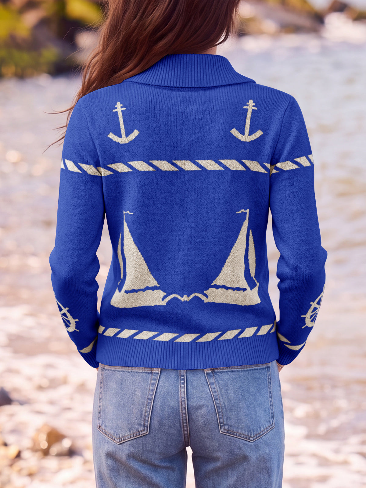 usvara Womens Zip Up Collared Sweater