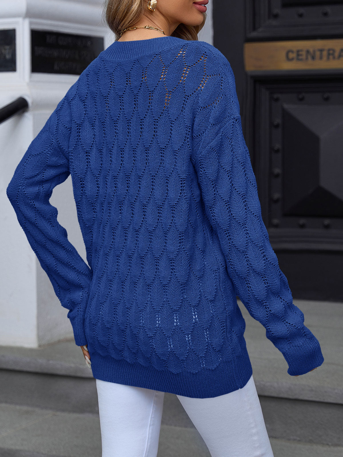 usvara Womens Crochet V Neck Blouses Sweater