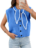 usvara Womens Tie Front Sleeveless Sweater Vest