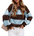 usvara Womens Striped Color Block Ruffle Sweaters