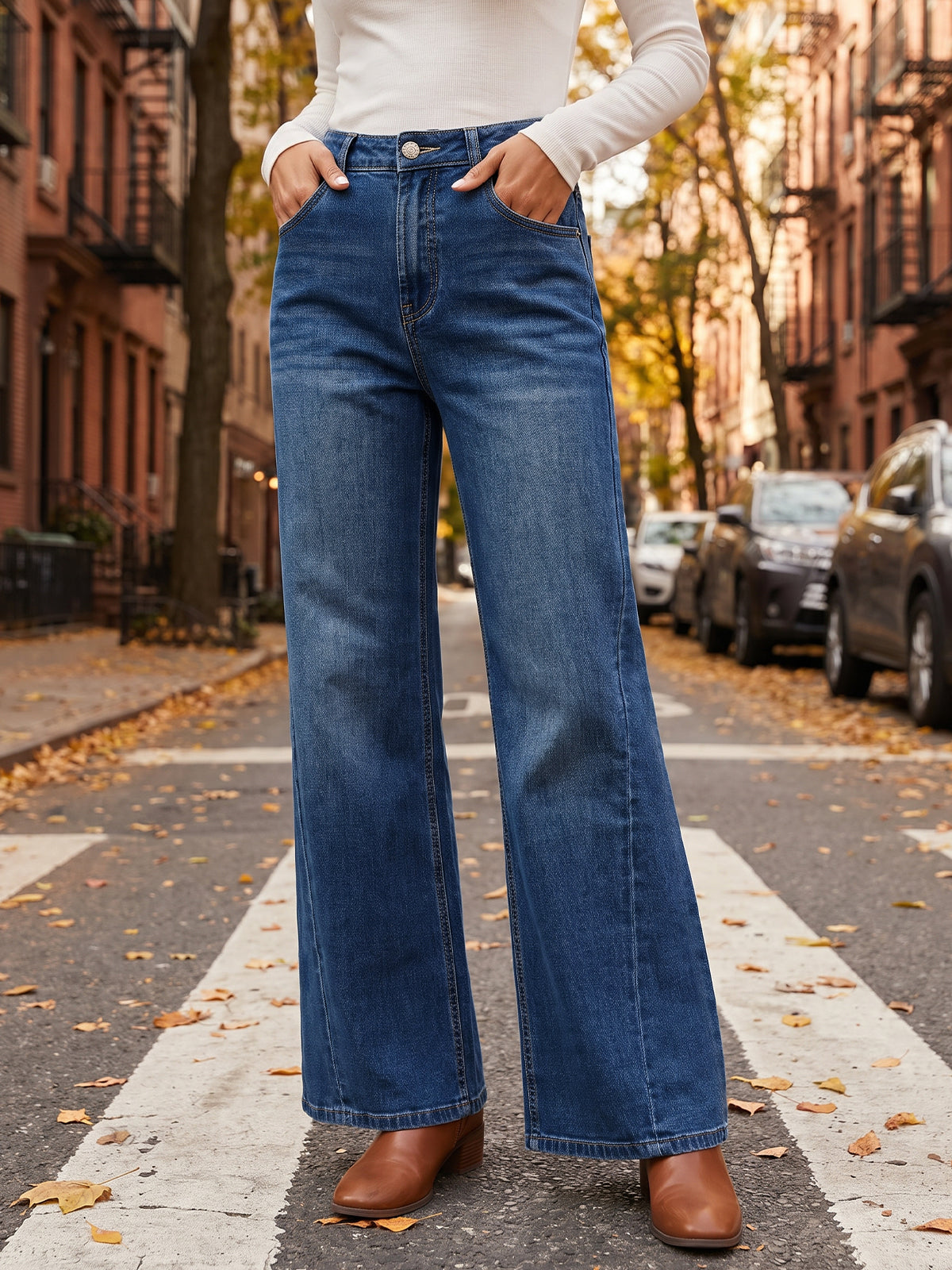 usvara Women High Waisted Flare Jeans