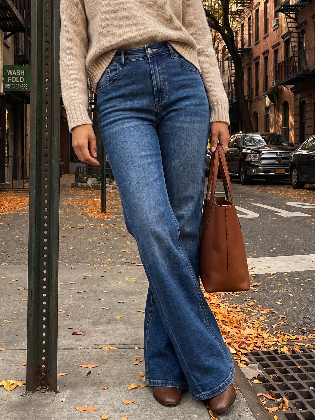 usvara Women High Waisted Flare Jeans