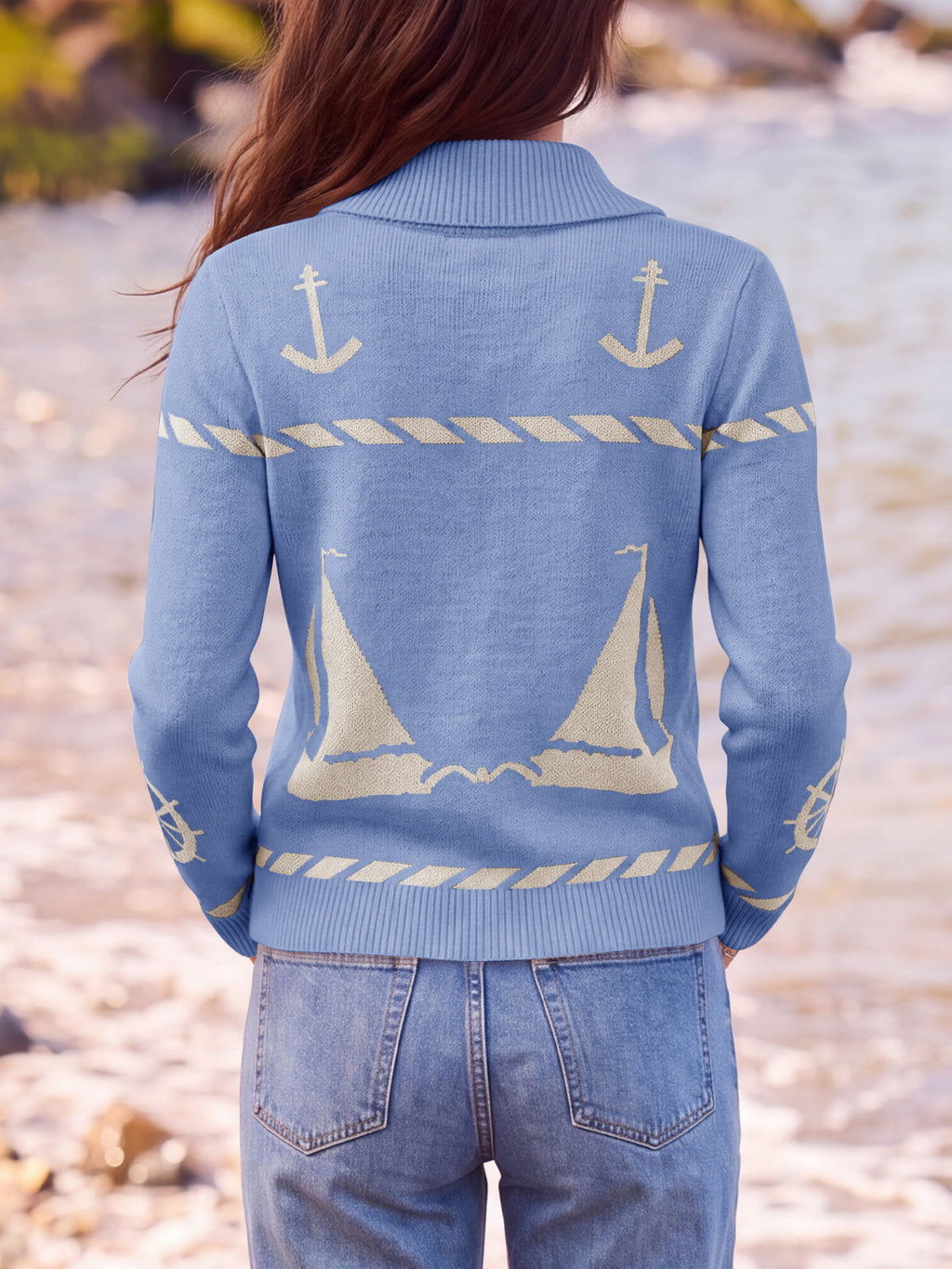 usvara Womens Zip Up Collared Sweater