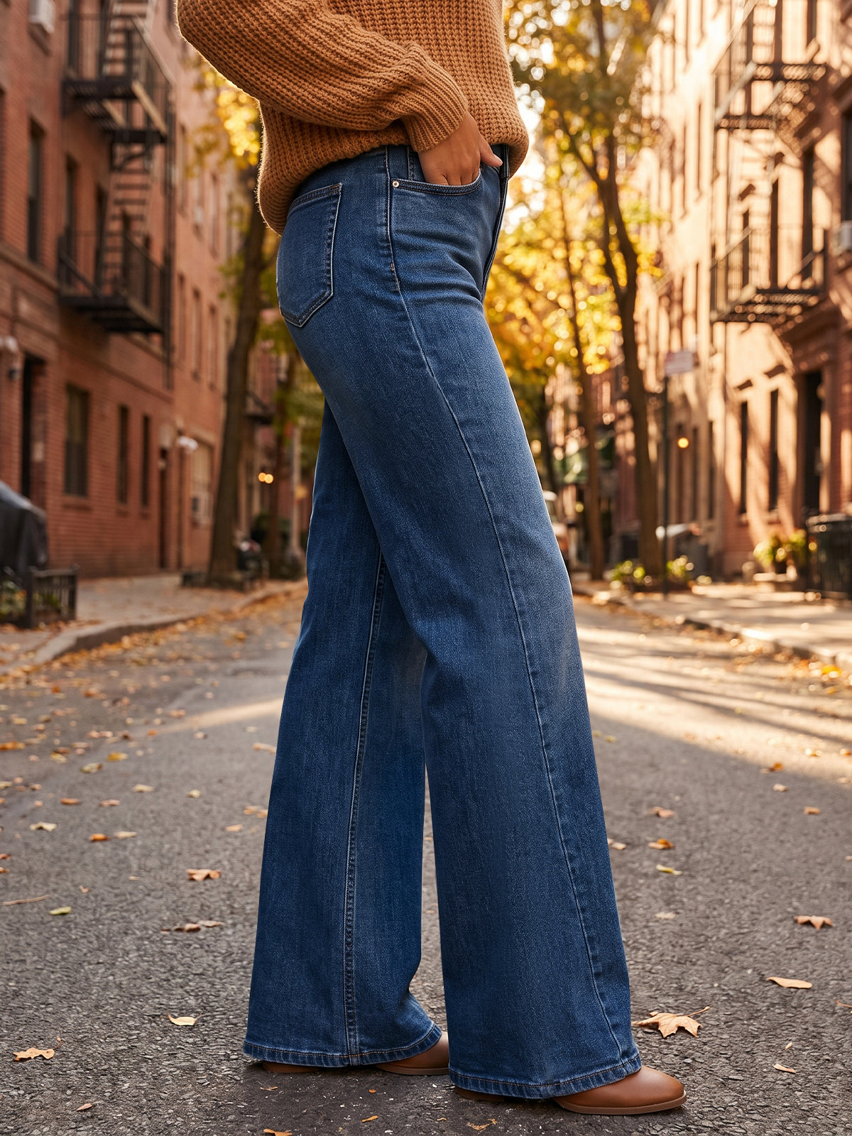 usvara Women High Waisted Flare Jeans