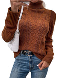 usvara Women Turtleneck Cable Knit Sweater