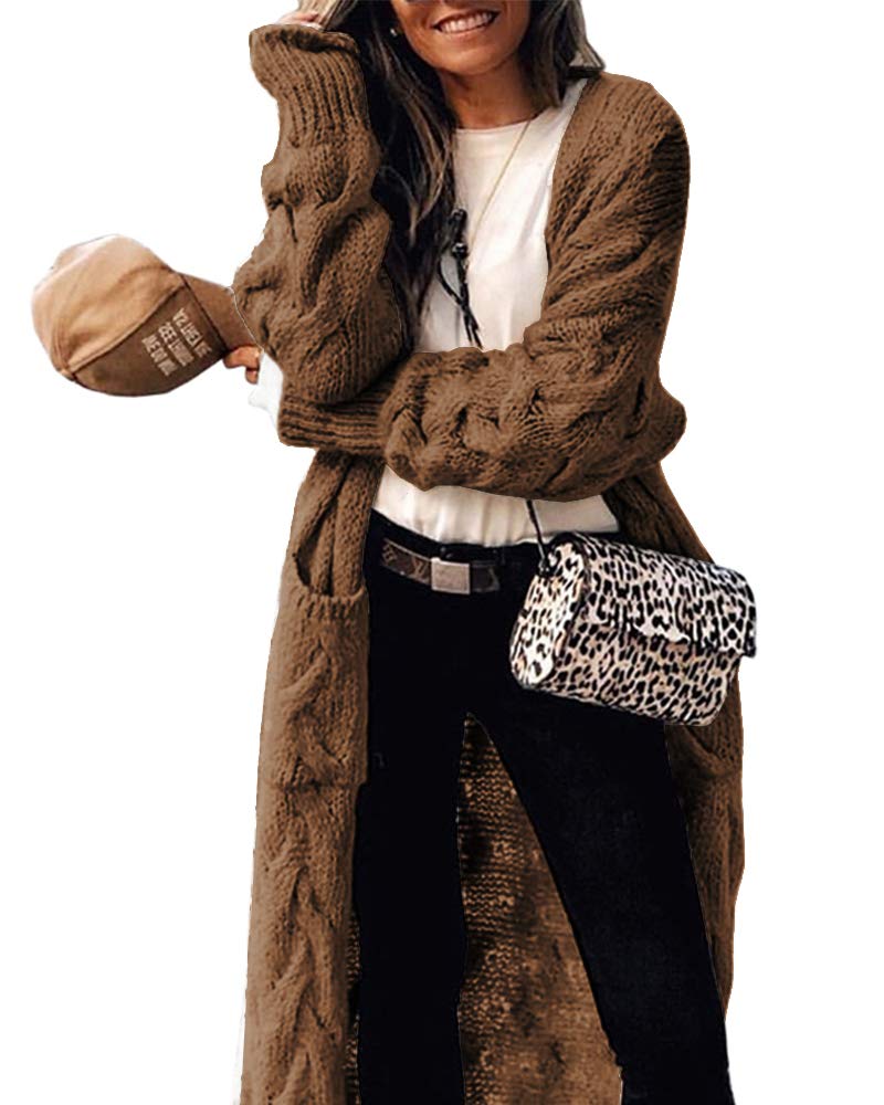 usvara Womens Cable Knit Long Cardigan