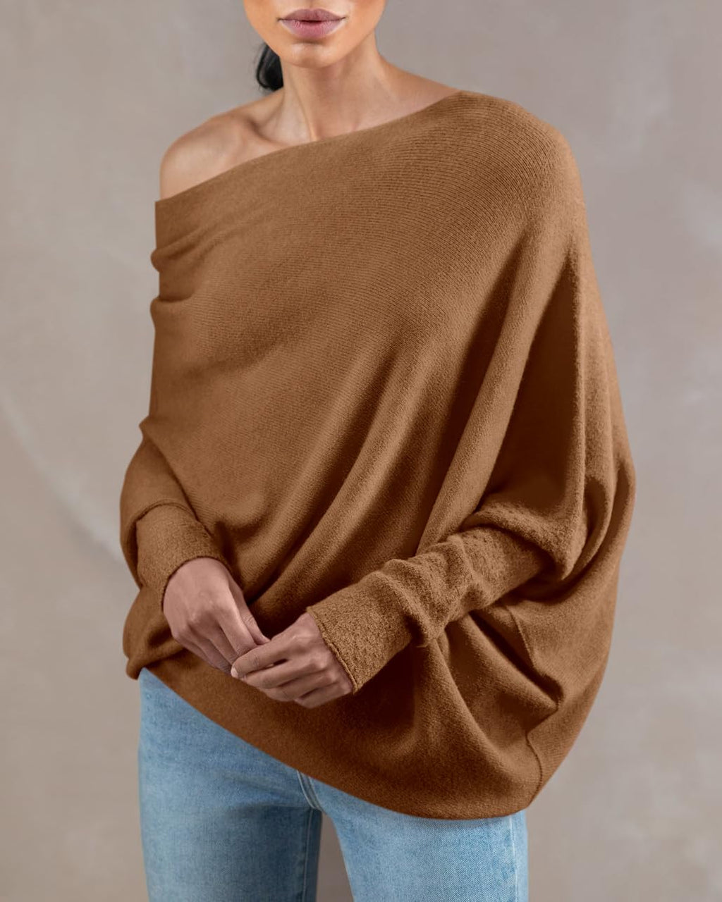 usvara Womens Boat Neck Oversized Knit Sweater