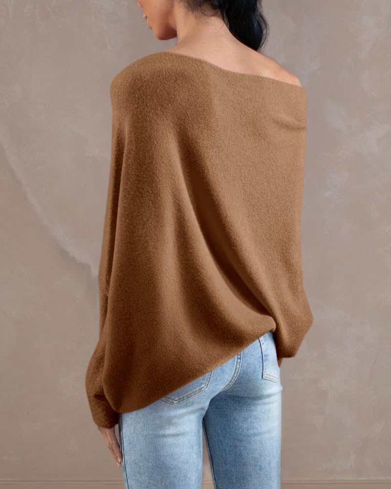 usvara Womens Boat Neck Oversized Knit Sweater