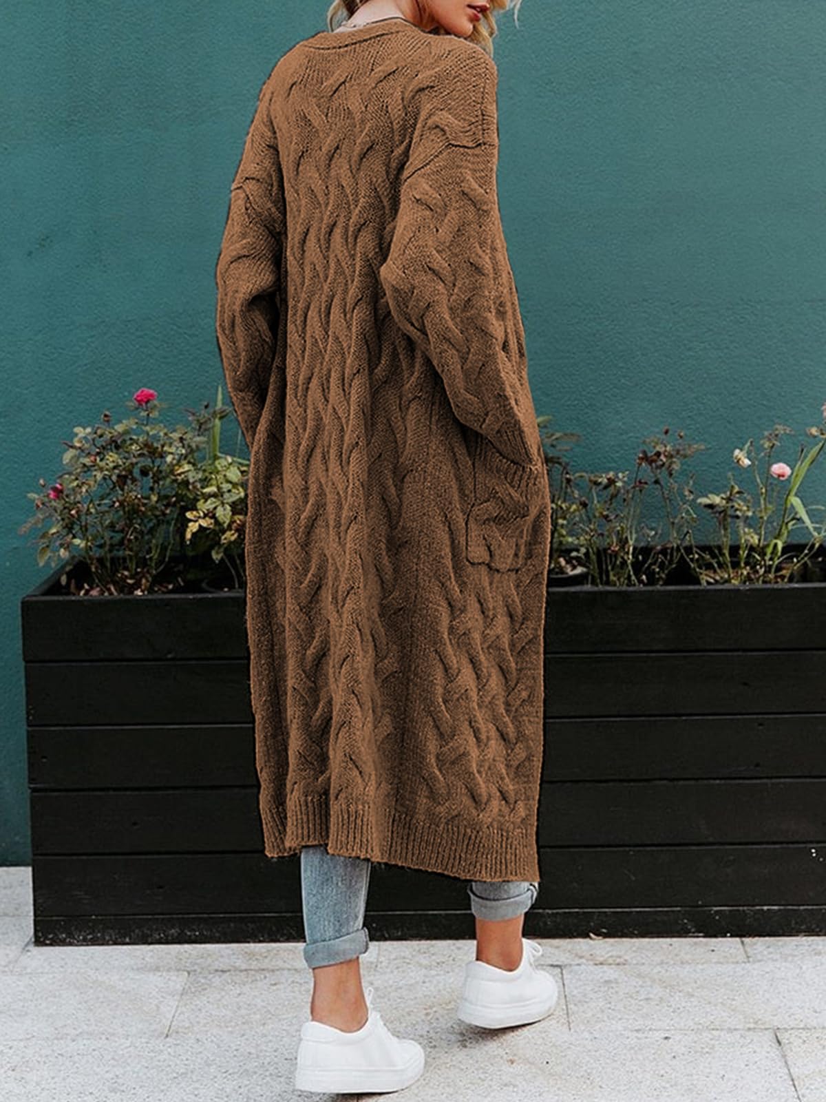 usvara Womens Cable Knit Long Cardigan