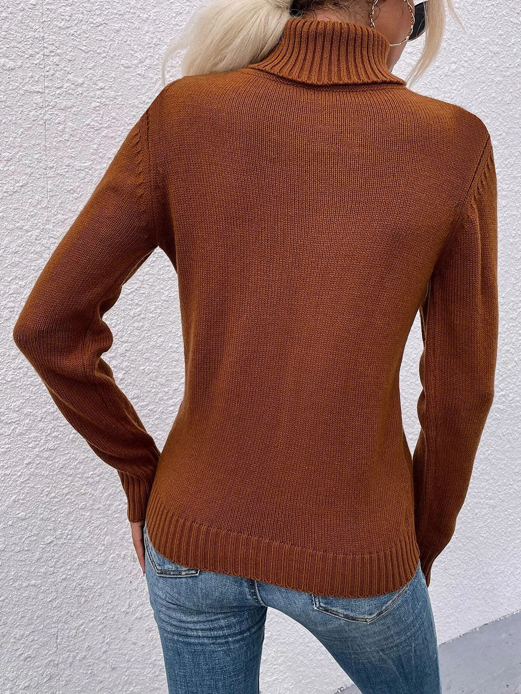 usvara Women Turtleneck Cable Knit Sweater