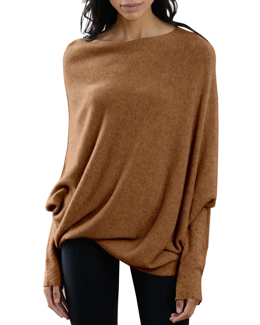 usvara Womens Boat Neck Oversized Knit Sweater