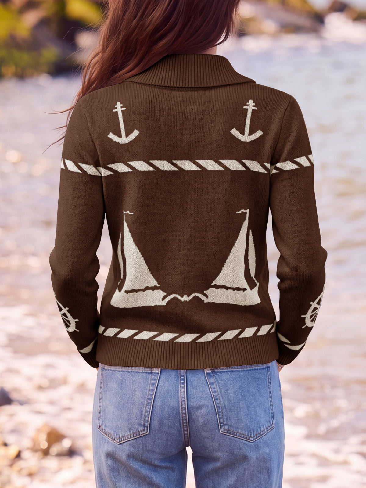 usvara Womens Zip Up Collared Sweater