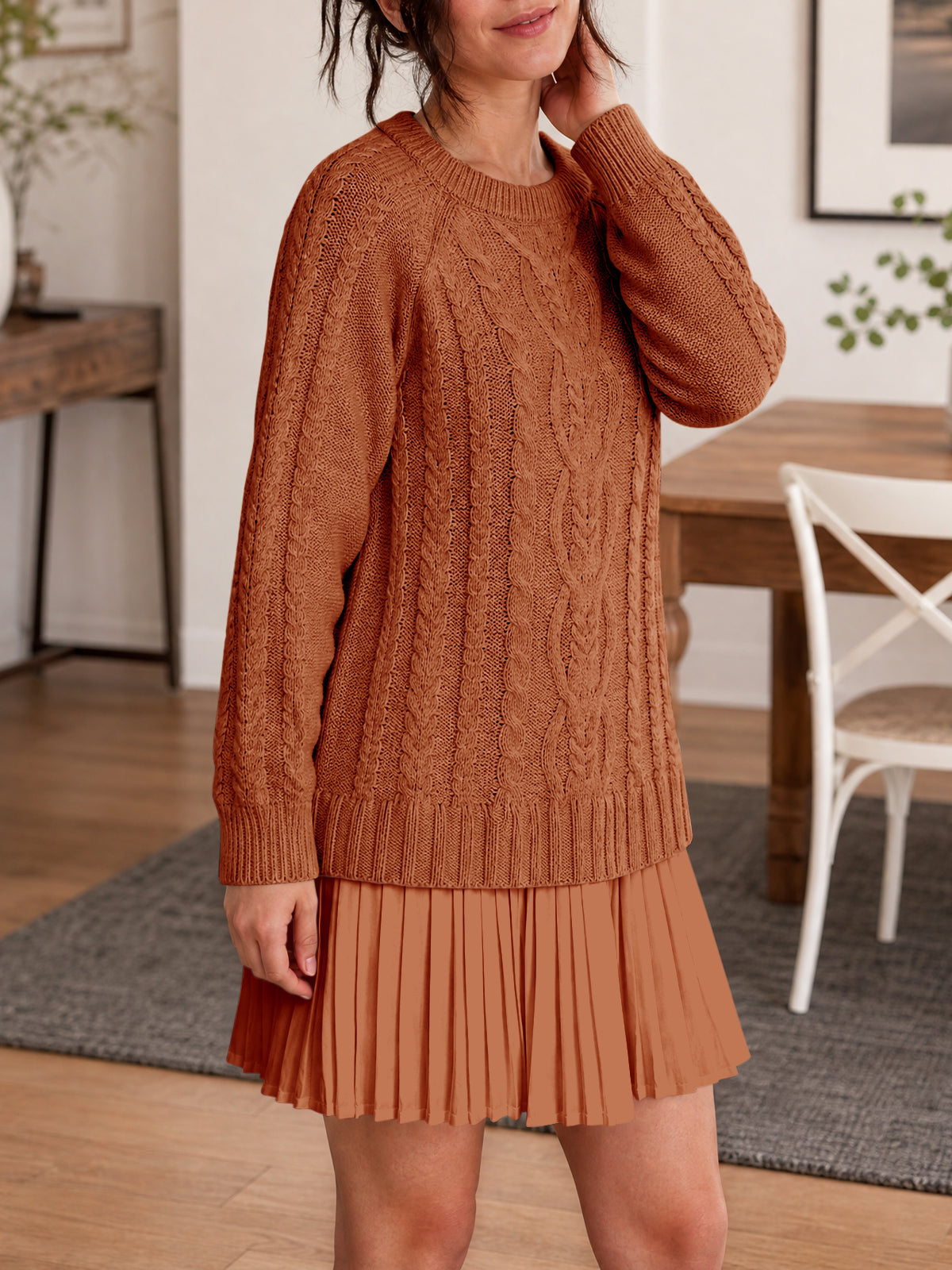 usvara Women Cable Knit Sweater Dress