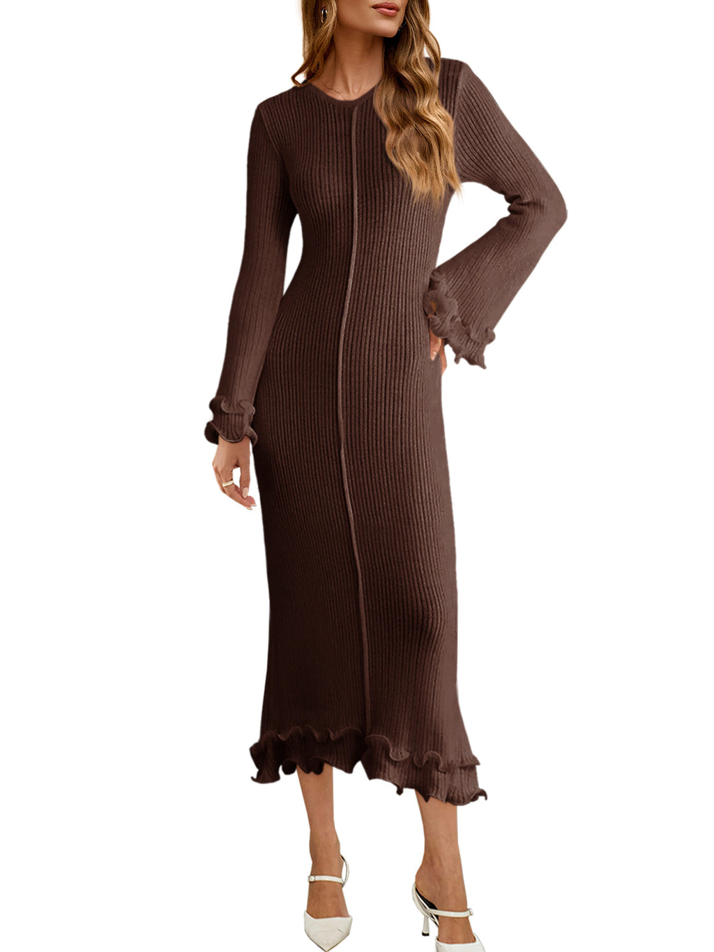 usvara Womens Bell Sleeve Bodycon Dress