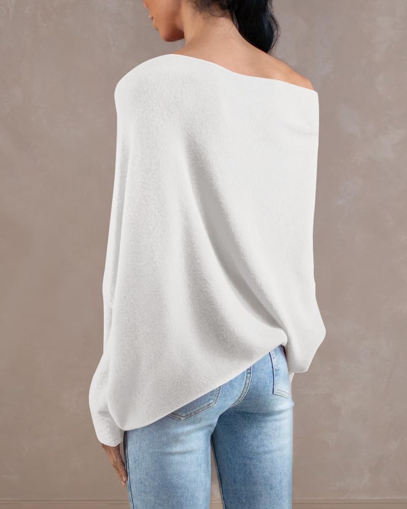 usvara Womens Boat Neck Oversized Knit Sweater